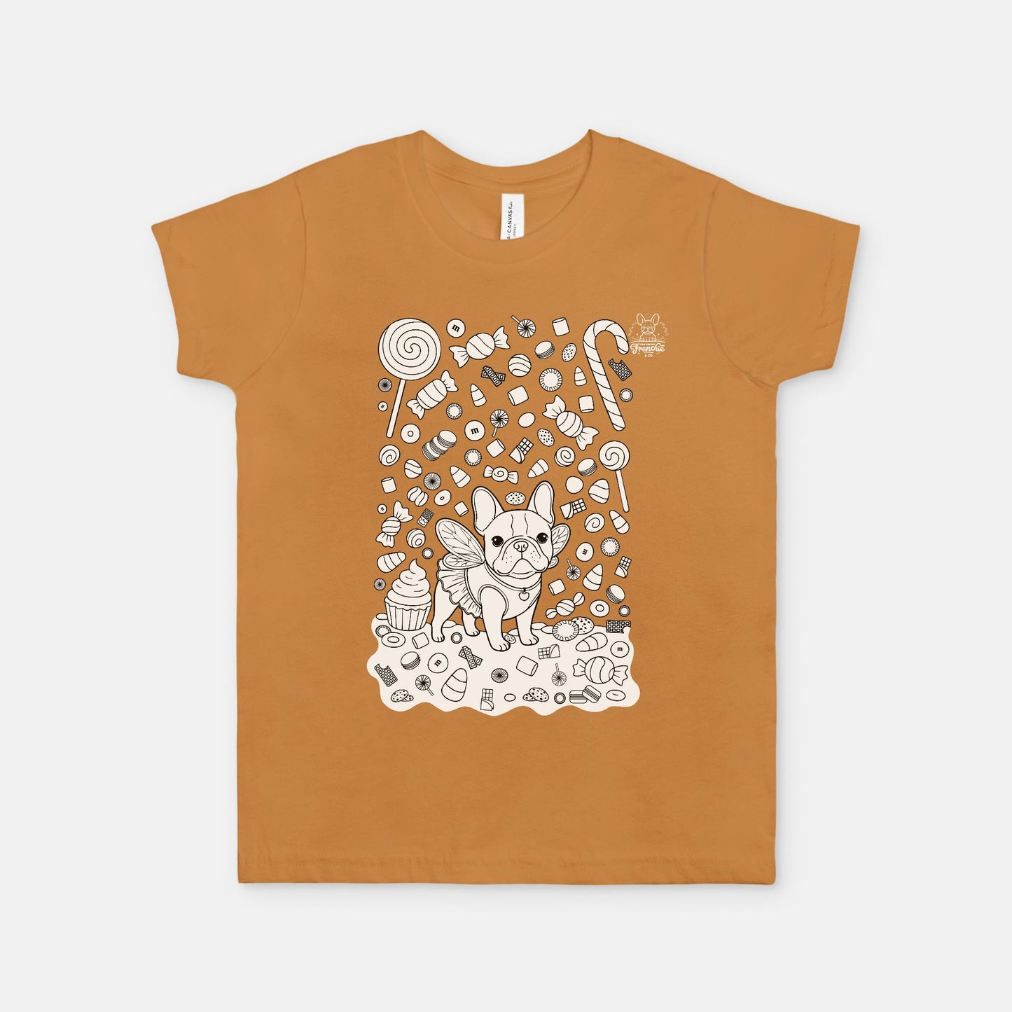 Kids DIY Colorable Bulldog Candy Tee – Halloween Activity Shirt