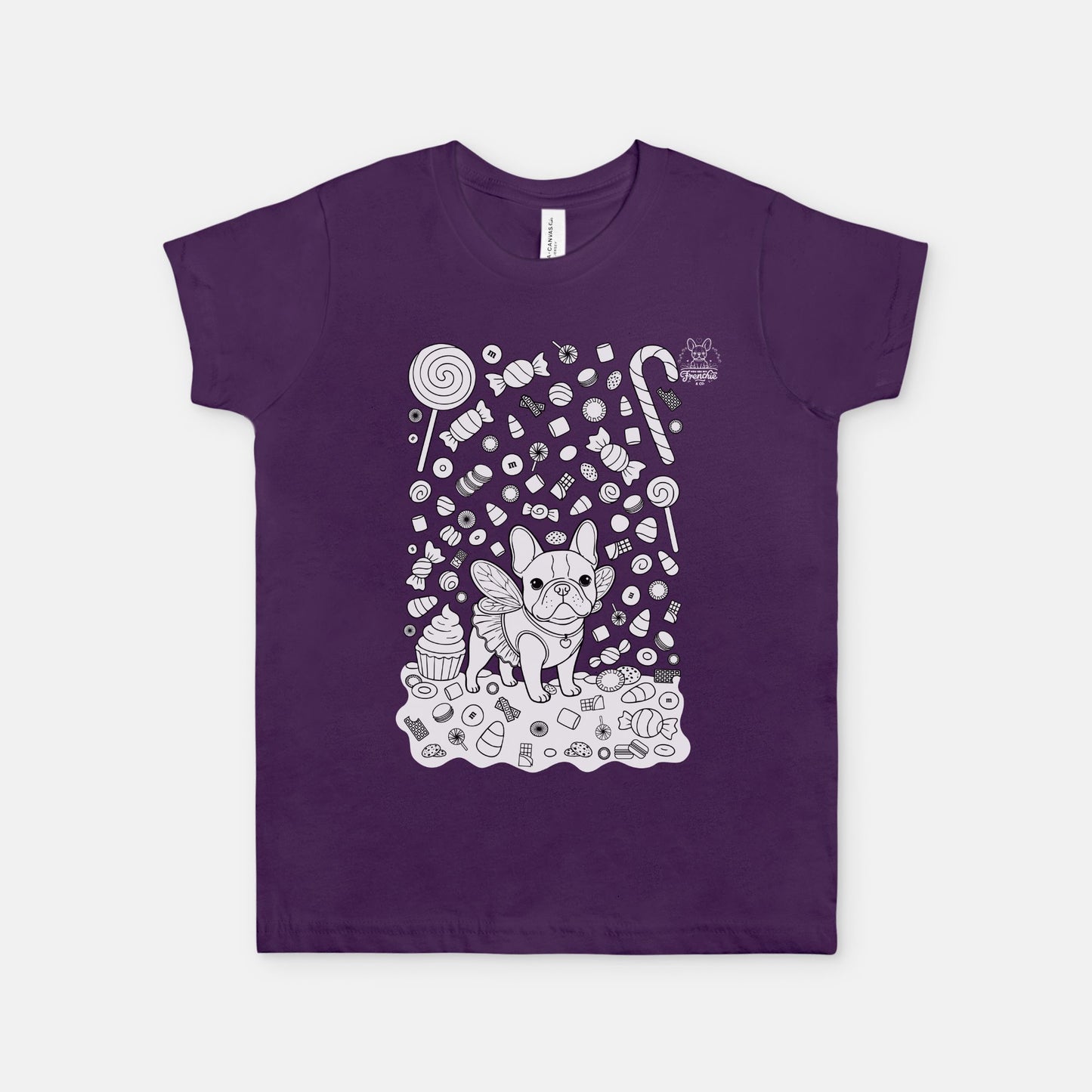 Kids DIY Colorable Bulldog Candy Tee – Halloween Activity Shirt