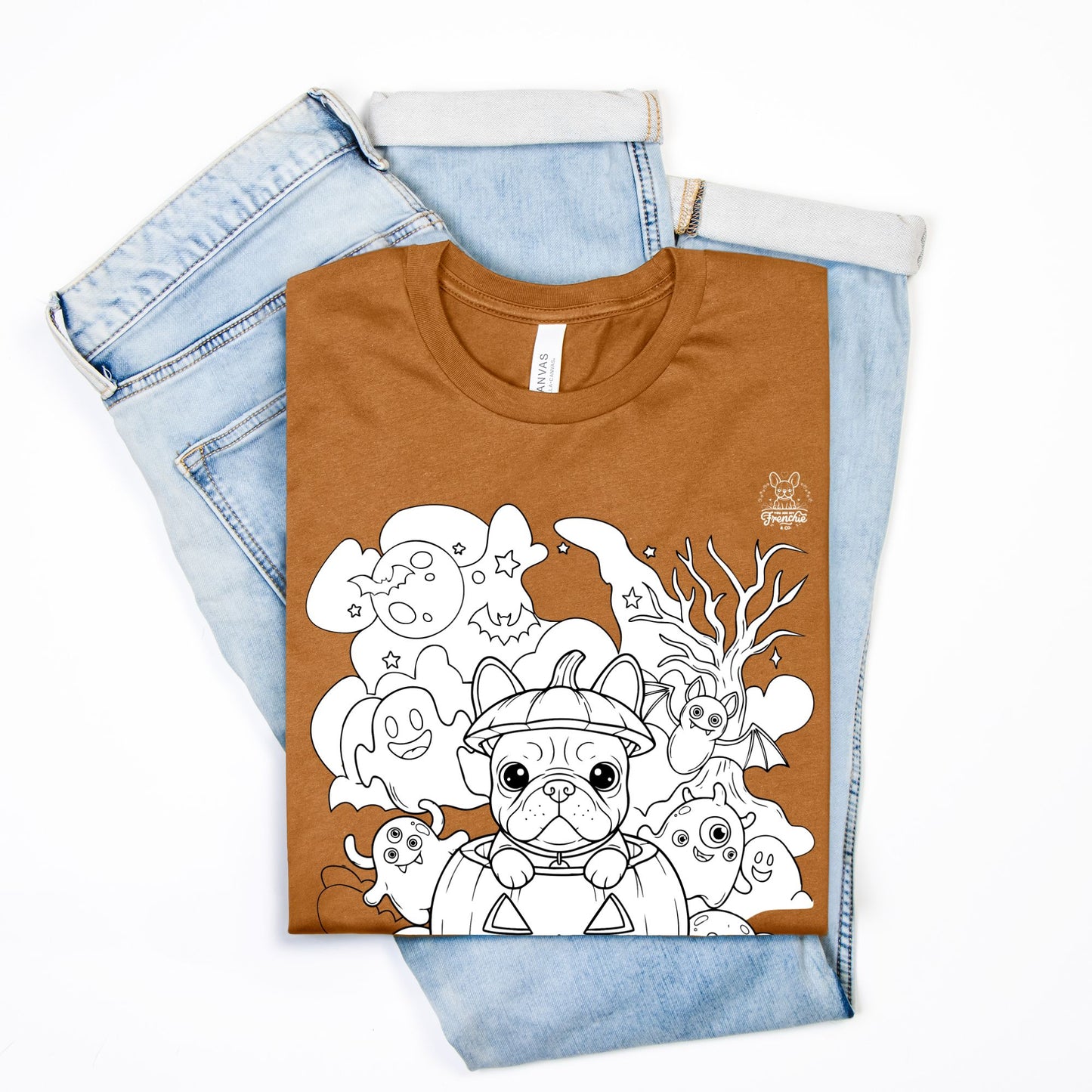 DIY Color-It Bulldog Pumpkin Tee β Halloween Edition (Unisex)