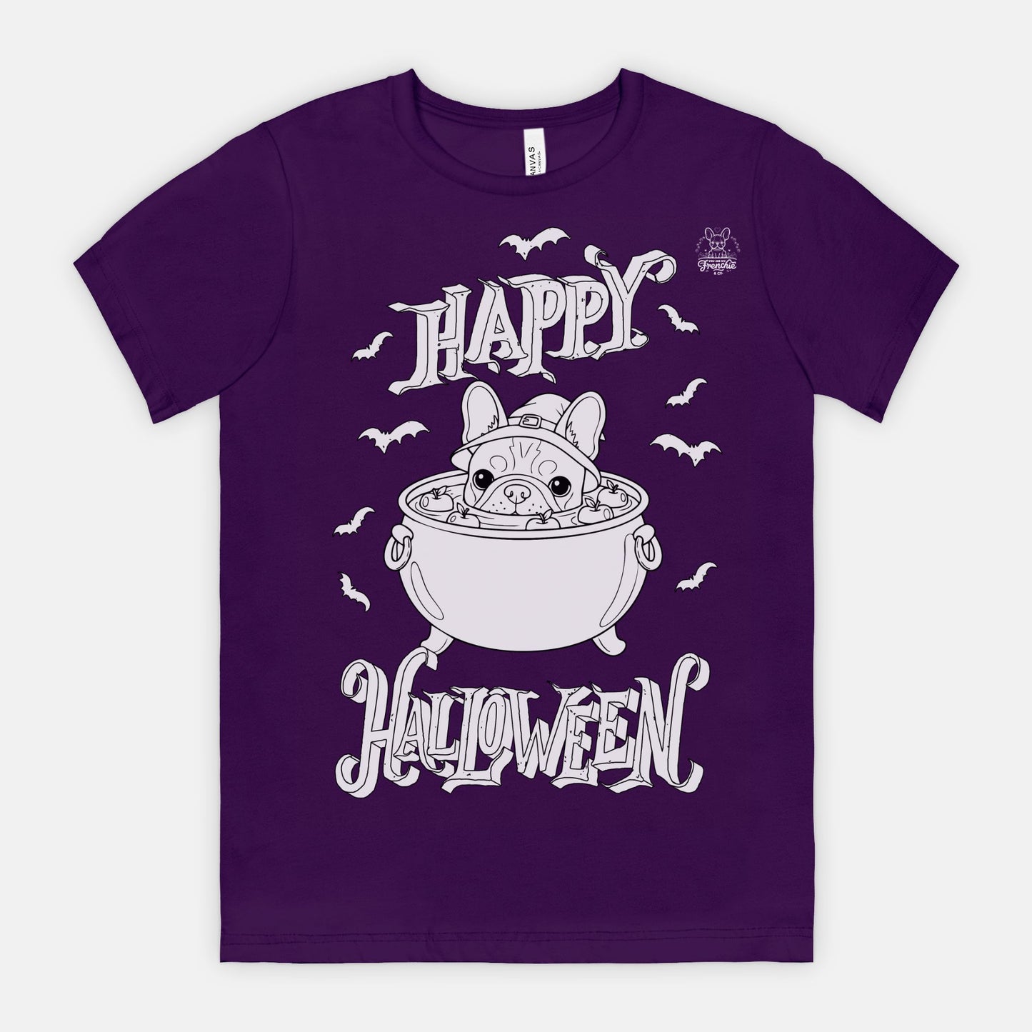 Happy Halloween Frenchie Color-It Tee (Unisex, 3 Colors)