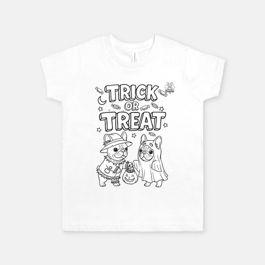 Trick-or-Treat Pups Color-It Tee (Youth, White)