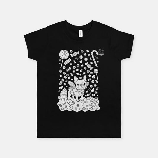 Kids DIY Colorable Bulldog Candy Tee – Halloween Activity Shirt