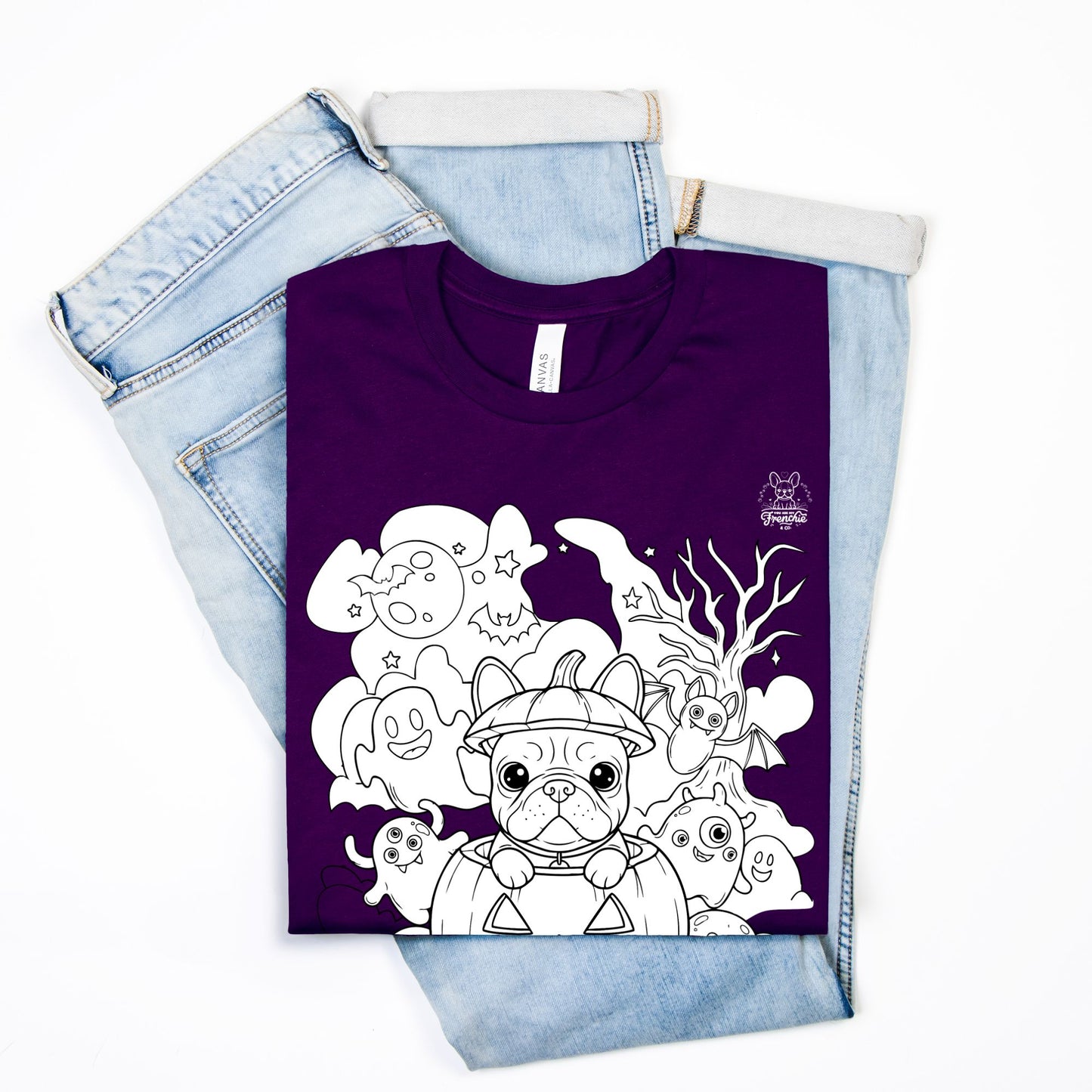 DIY Color-It Bulldog Pumpkin Tee – Halloween Edition (Unisex)