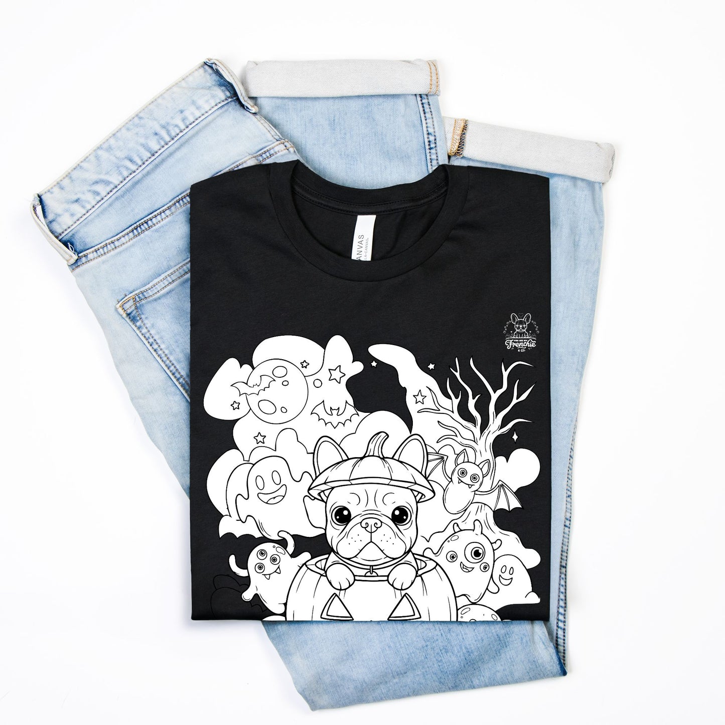 DIY Color-It Bulldog Pumpkin Tee – Halloween Edition (Unisex)