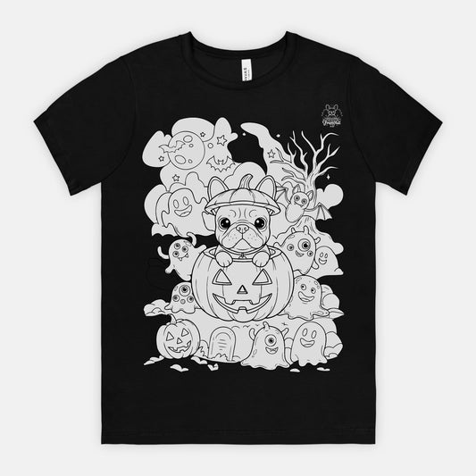 DIY Color-It Bulldog Pumpkin Tee – Halloween Edition (Unisex)