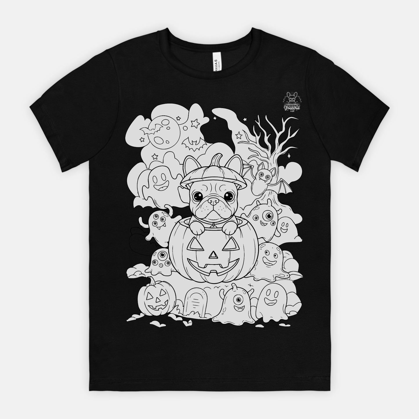 DIY Color-It Bulldog Pumpkin Tee – Halloween Edition (Unisex)
