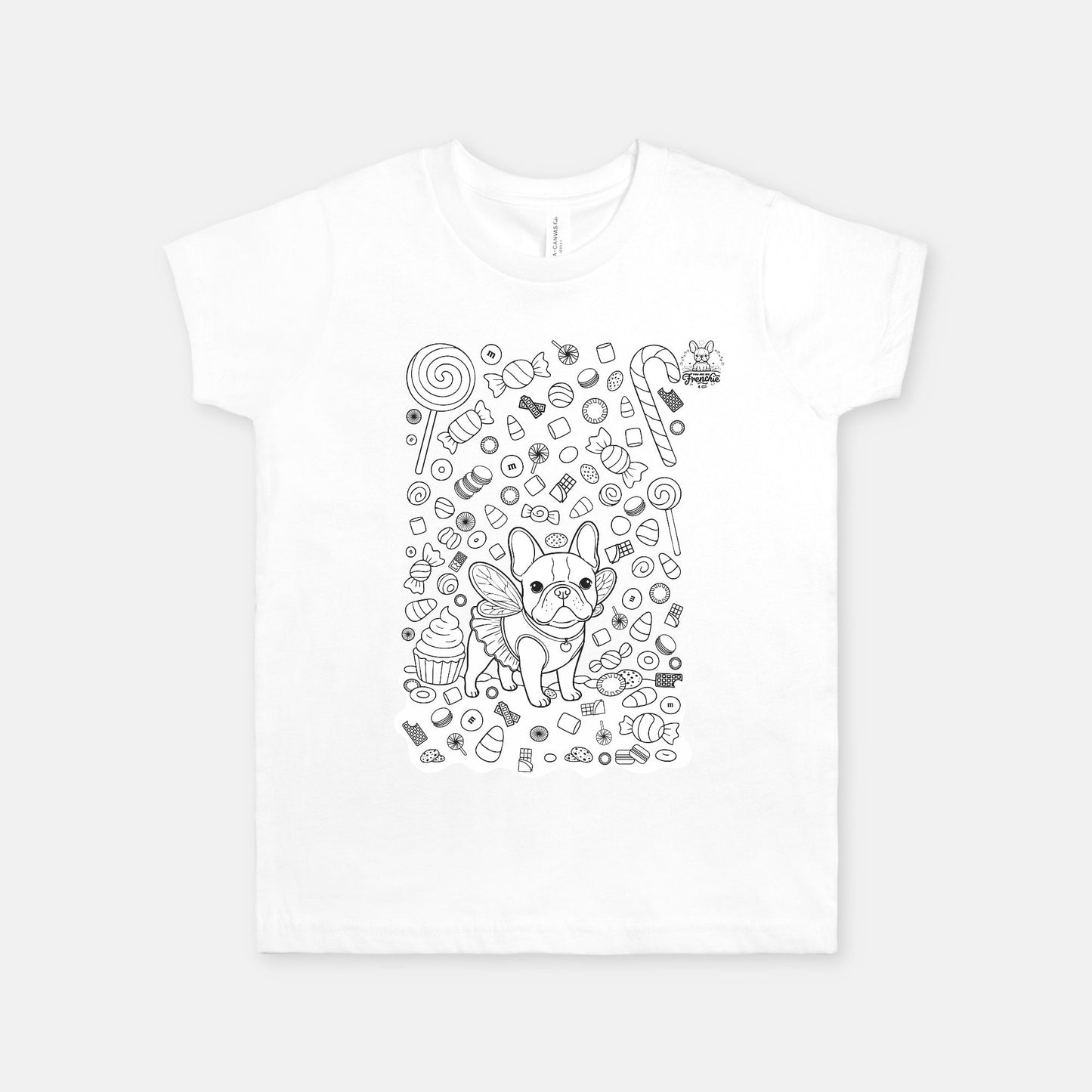 Kids DIY Colorable Bulldog Candy Tee – Halloween Activity Shirt