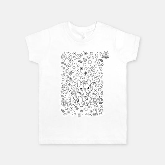 Kids DIY Colorable Bulldog Candy Tee – Halloween Activity Shirt