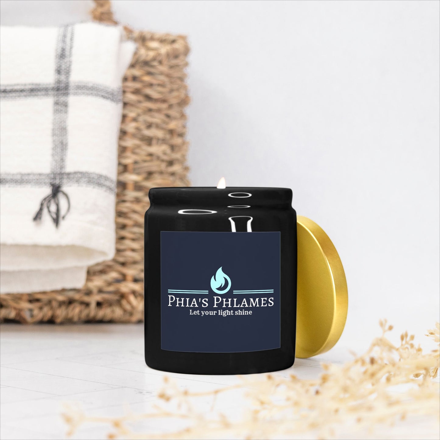 Candle Ceramic 8oz (Black)